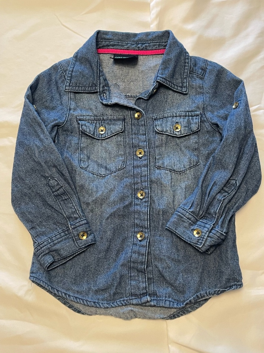 Girls' Denim Button-Up Shirt - Blue